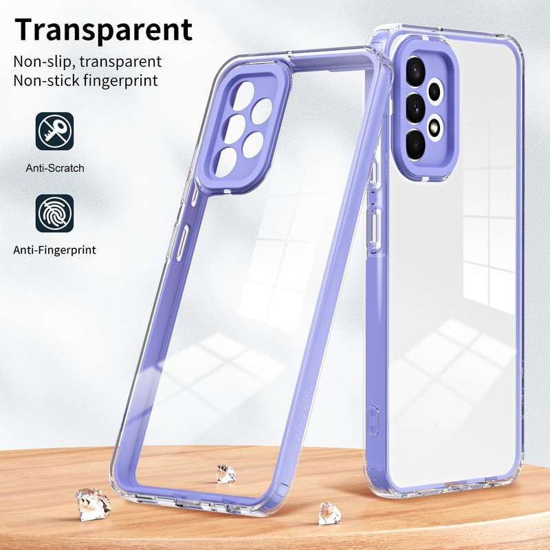 For Samsung Galaxy A53 5G 3 in 1 Clear TPU Color PC Frame Phone Case(Purple)