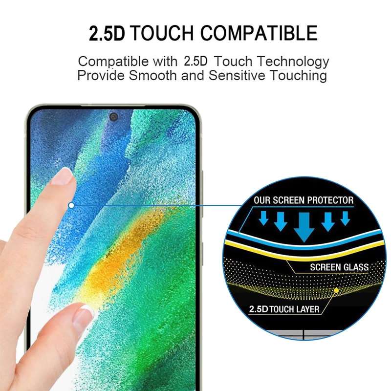 For Samsung Galaxy S21 FE 5G Full Glue Full Cover Screen Protector Tempered Glass Film
