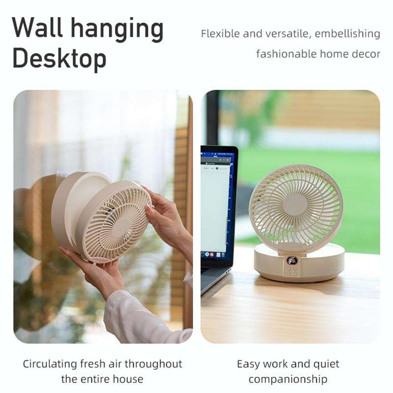 WSK302 4000mAh Swivel Head Wall Mounted Fan with Night Light(Pink)