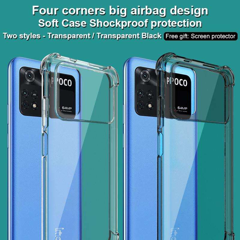 For Xiaomi Poco M4 Pro 4G Global imak TPU Phone Case with Screen Protector(Transparent)