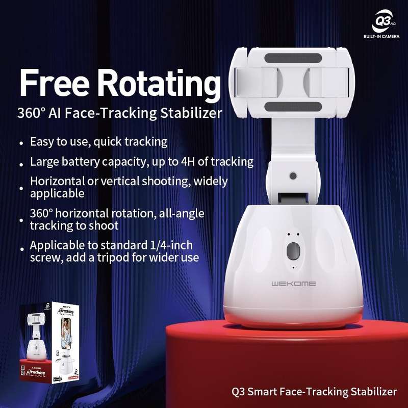 WEKOME Q3 Smart Face Tracking Stabilizer 360-degree Gimbal (White)