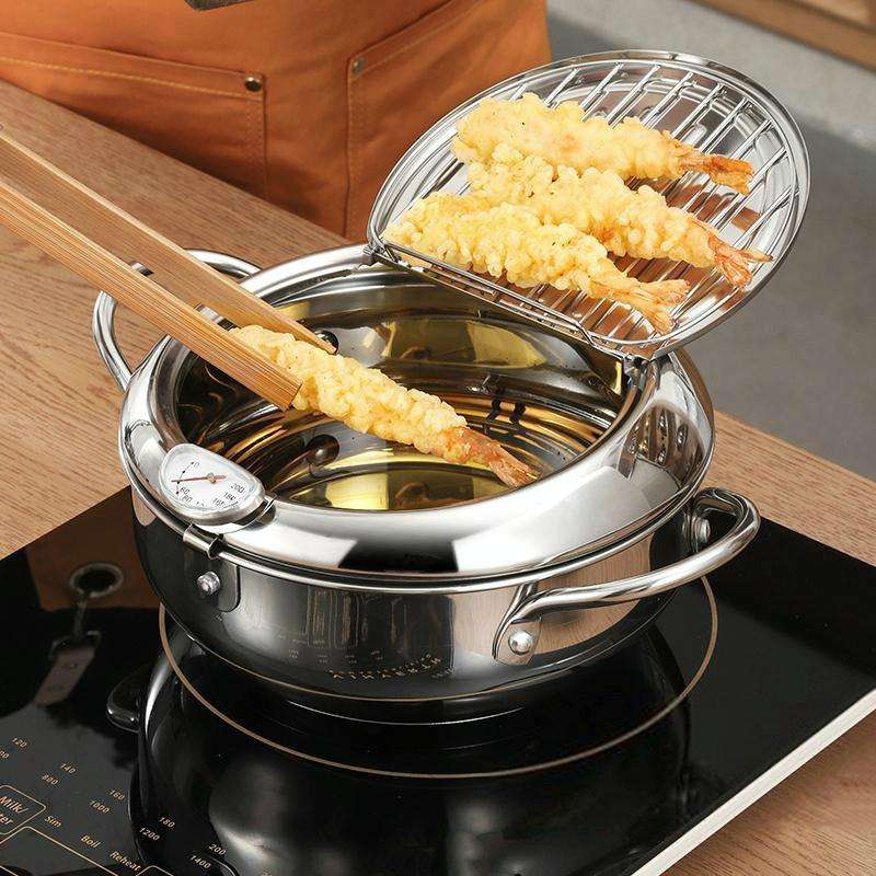 201 Stainless Steel Fryer Pot Household Temperature-controlled Multifunctional Thickening Pot, Si...