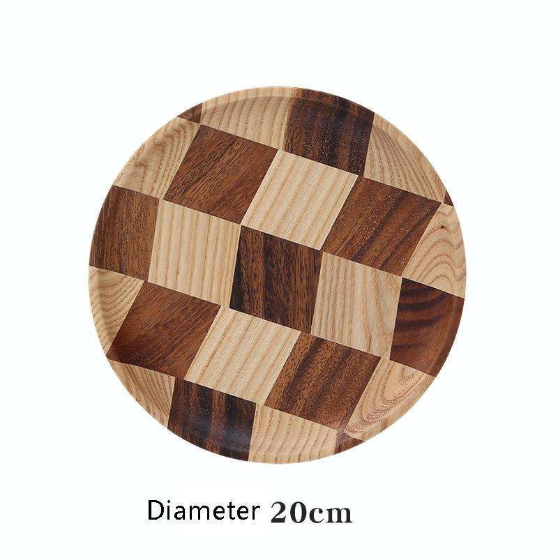 Wooden Tray Dinner Plate Household Fruit Cake Dessert Plate Wooden Dish Round 20cm