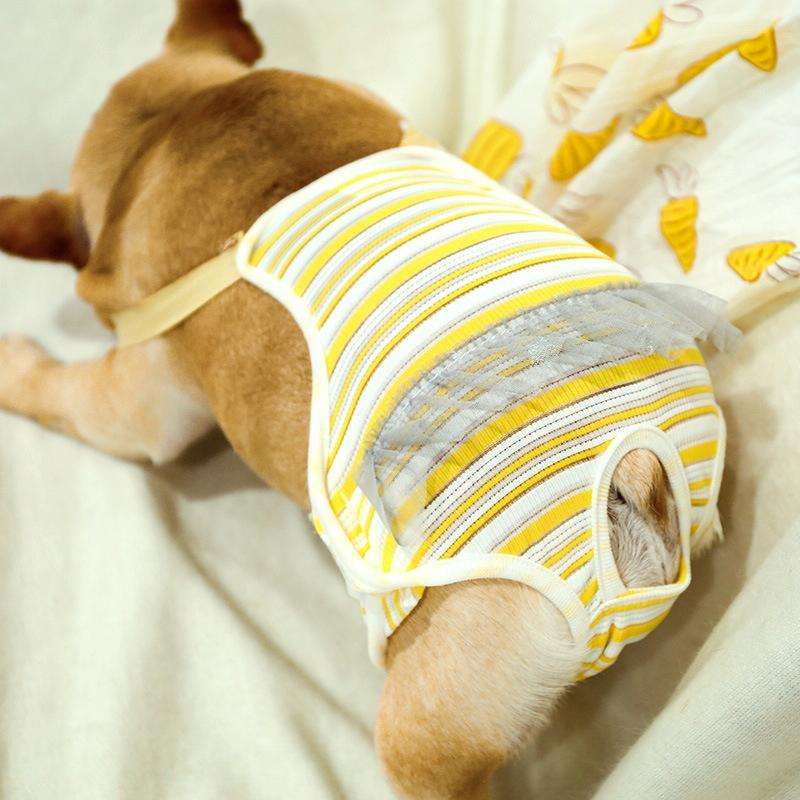 Dog Harassment Physiological Pants Pet Adjustable Bib, Size: S(Yellow White)