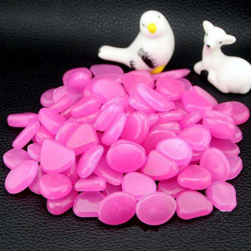 100 PCS Glow in The Dark Garden Pebbles for Walkways & Decoration and Plants Luminous Stones(Dark...