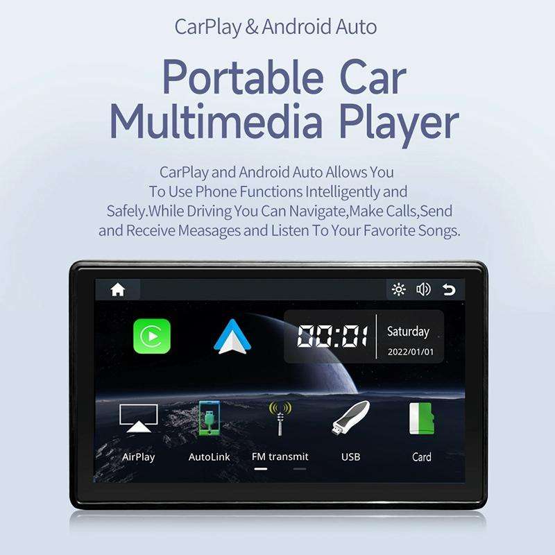 X70-1 Car 7 inch IPS Portable Smart Screen Wireless Screen Projection Carplay Android Auto(Black)