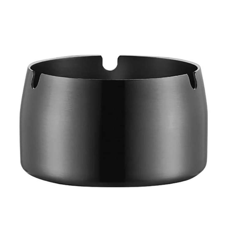 Thickened Stainless Steel Ashtray Windproof And Drop-Proof Ashtray, Specification: Large(Black)
