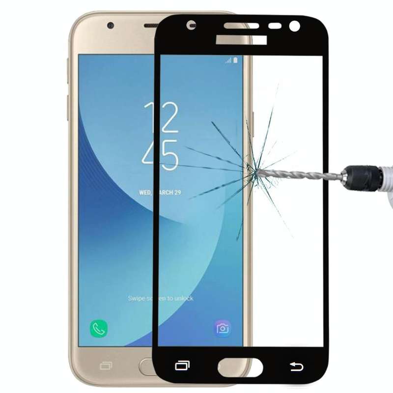 For Galaxy J3 (2017) (EU Version) 0.26mm 9H Surface Hardness 2.5D Curved Silk-screen Full Screen ...