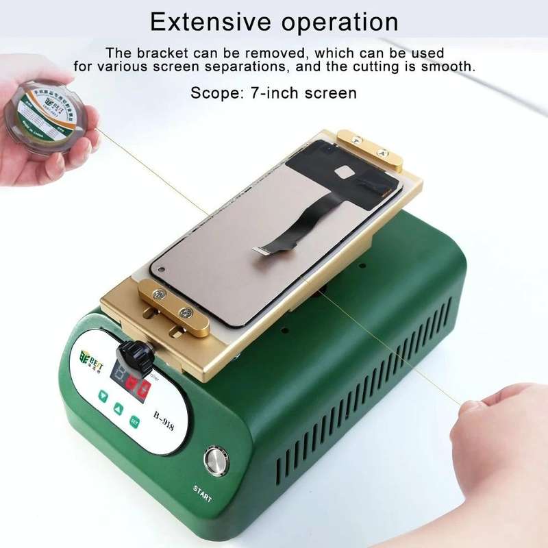 BEST B-918A 7 inch 220V Vacuum Pump LCD Screen Rotary Heating Platform Separator, EU Plug