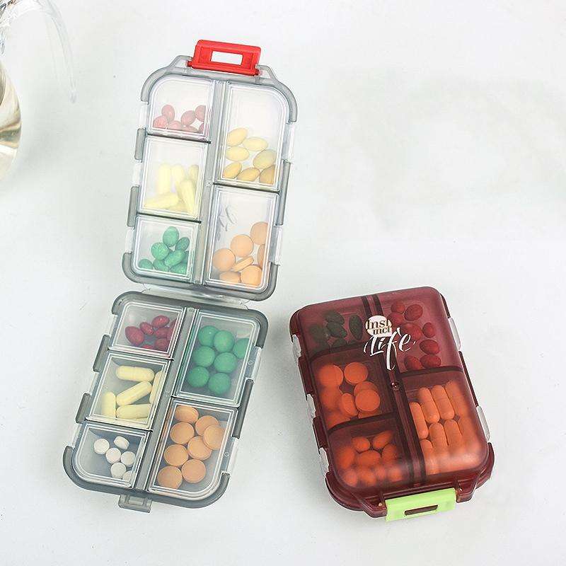 Mizi Small Pill Box Portable Dispensing Medicines Boxes, Colour: 7 Grid (Grey)