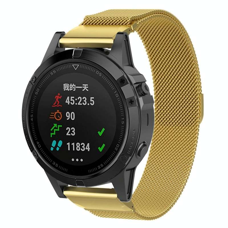 For Garmin Fenix 6S Milanese Watch Band(Gold)