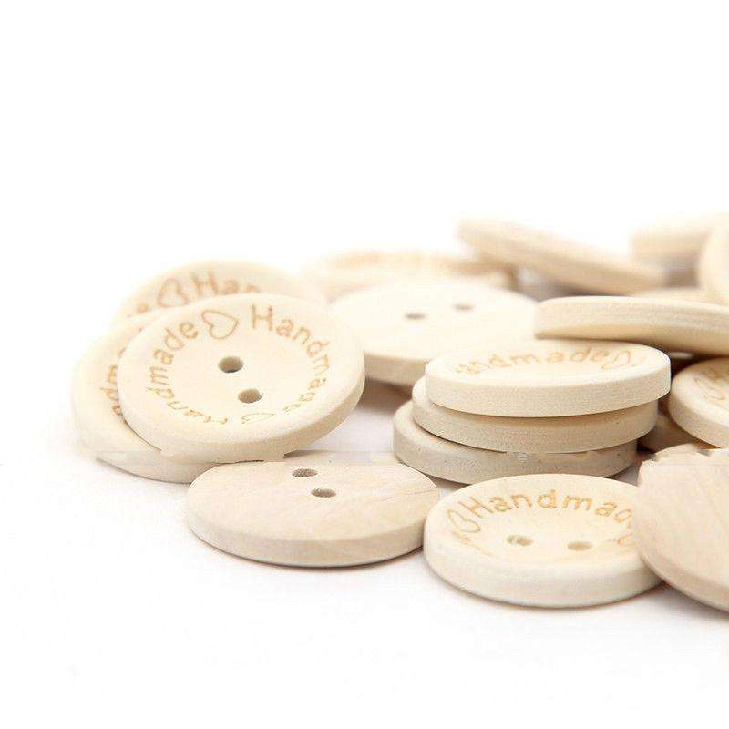 100 PCS/Set Natural Color Wooden Buttons Handmade Love Letter Wood Button Craft DIY Baby Apparel ...