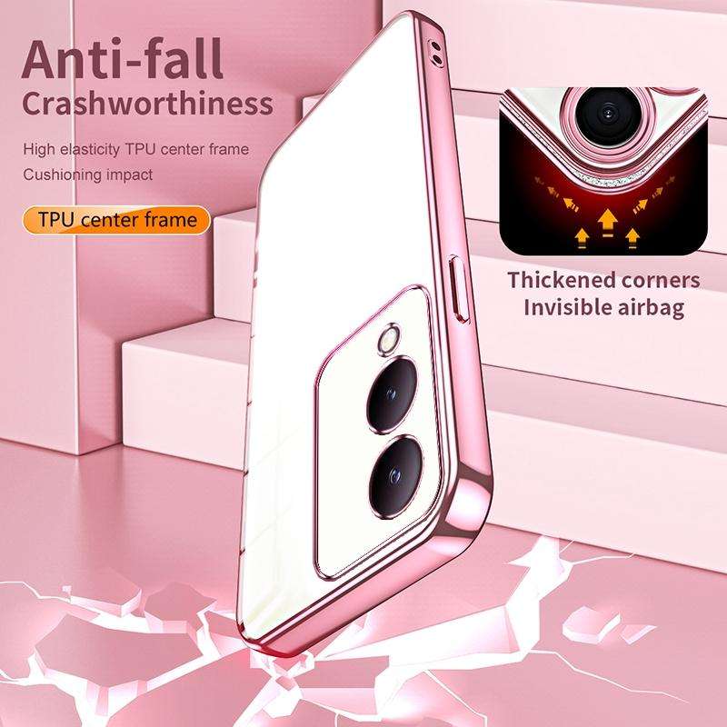 For vivo Y17s Transparent Plating Fine Hole Phone Case(Pink)