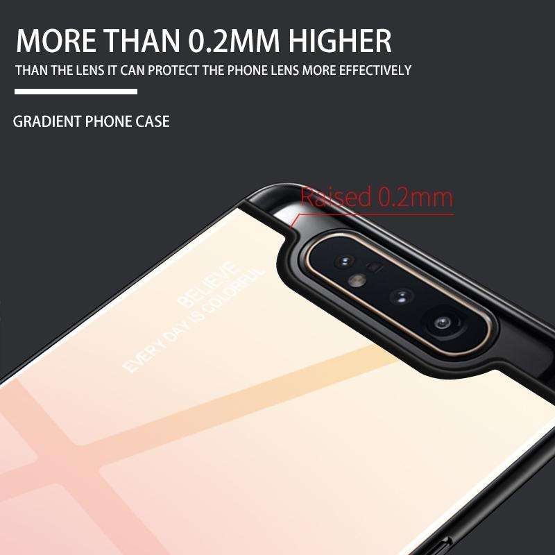 For Galaxy A80 Gradient Color Glass Case(Purple)