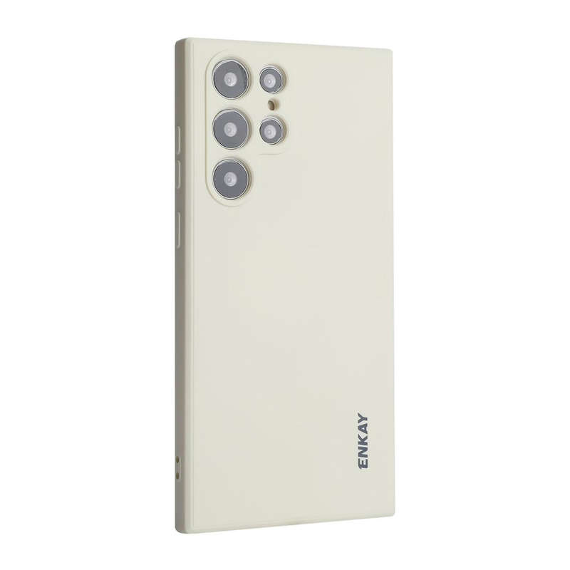 For Samsung Galaxy S22 Ultra 5G ENKAY Liquid Silicone Soft Shockproof Phone Case(Beige)