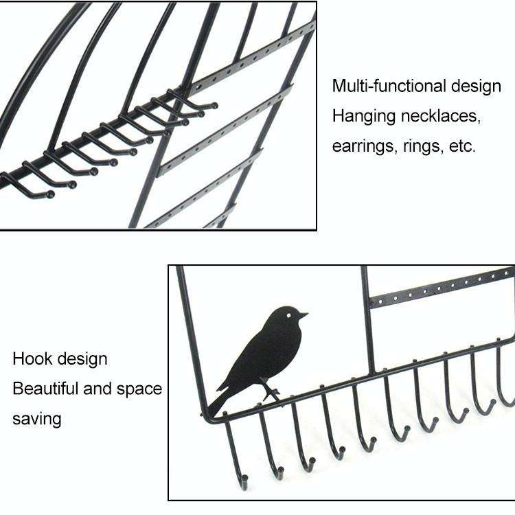 Birdcage Shape Ear Stud Earrings Bracelet Pendant Necklace Jewelry Display Storage Rack(Black)