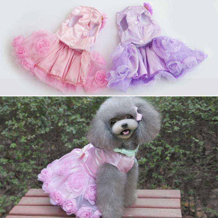 Pet Clothes Dog Spring Summer Thin Dress Rose Dress, Size: L(Purple)