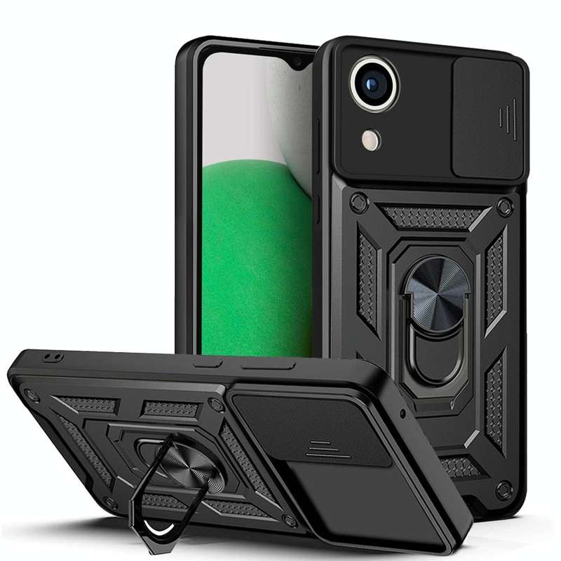 For Samsung Galaxy A03 Core Sliding Camera Cover Design TPU+PC Phone Case(Black)
