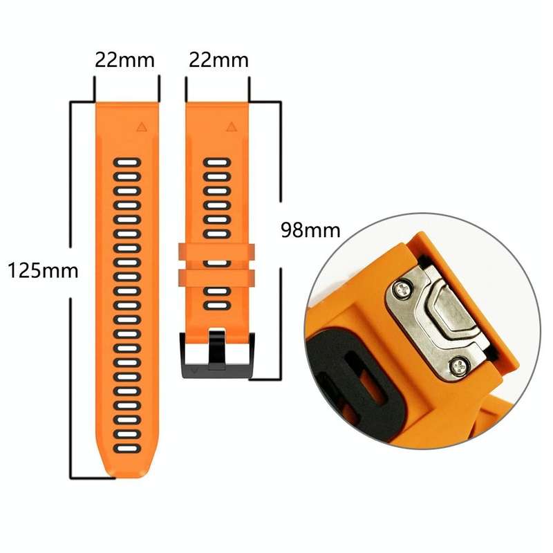 For Garmin EPIX Gen2 22mm Silicone Sports Two-Color Watch Band(Orange+Black)
