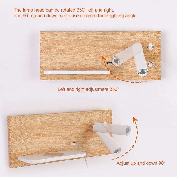 Left Wireless Wall Lamp USB 5V Charger Wall Lights Hotel Headboard Reading Lighting Spot Luminair...