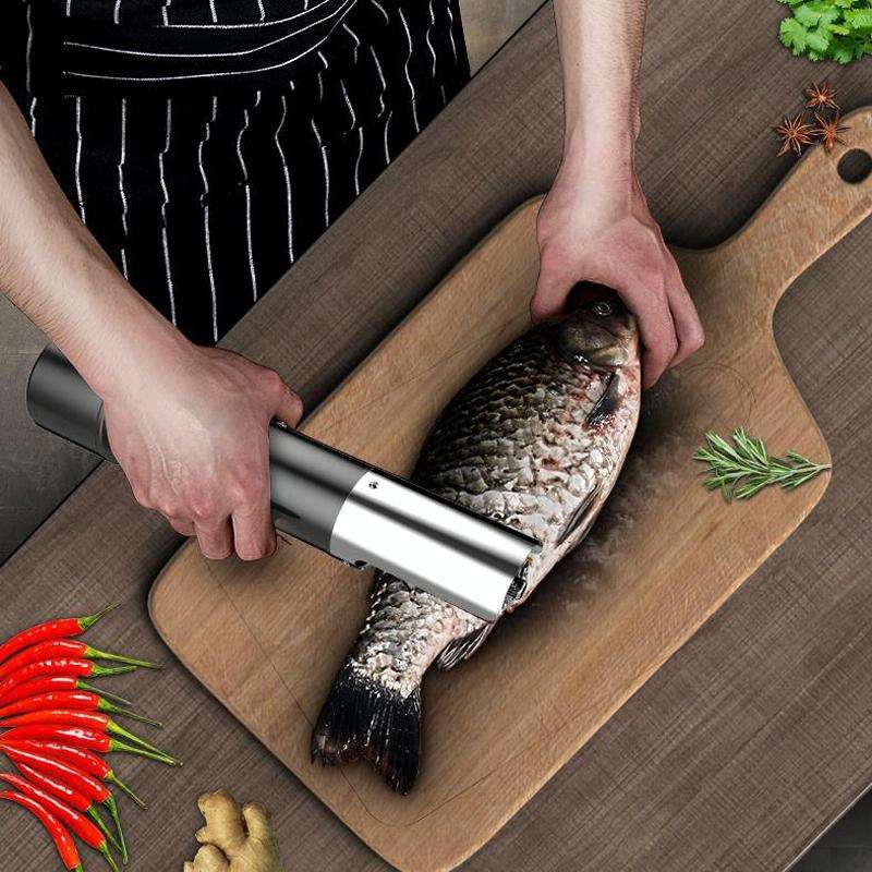 Electric Fish Scale Scraper Household Automatic Wireless Scraping Tool CN Plug Red Double Battery