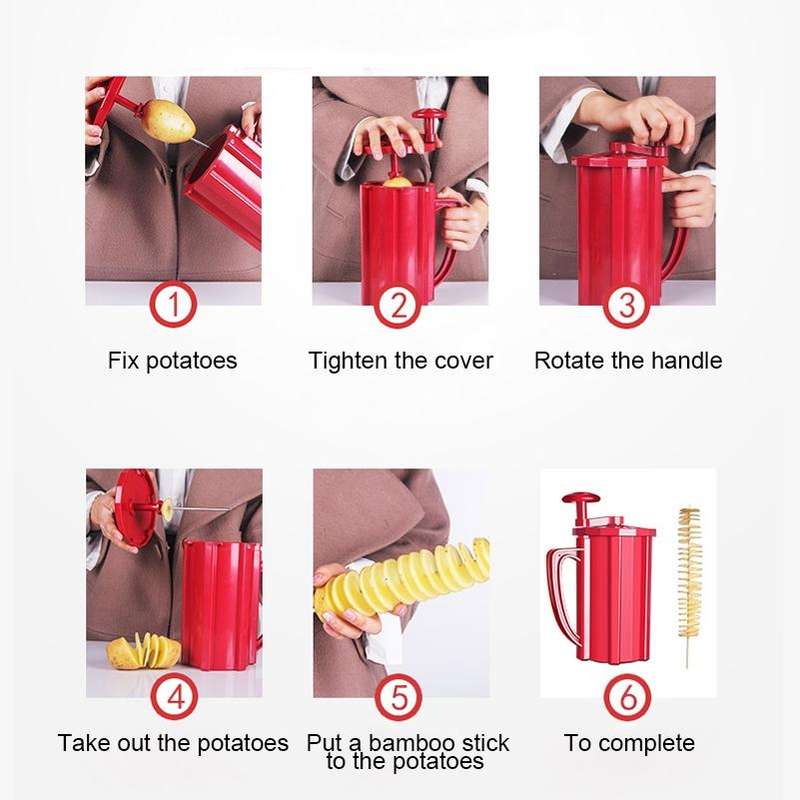 528-6 Popular Tornado Potato Slicer Manual Twist Spiral Potato Cutter Whirlwind Potatoes Machine ...