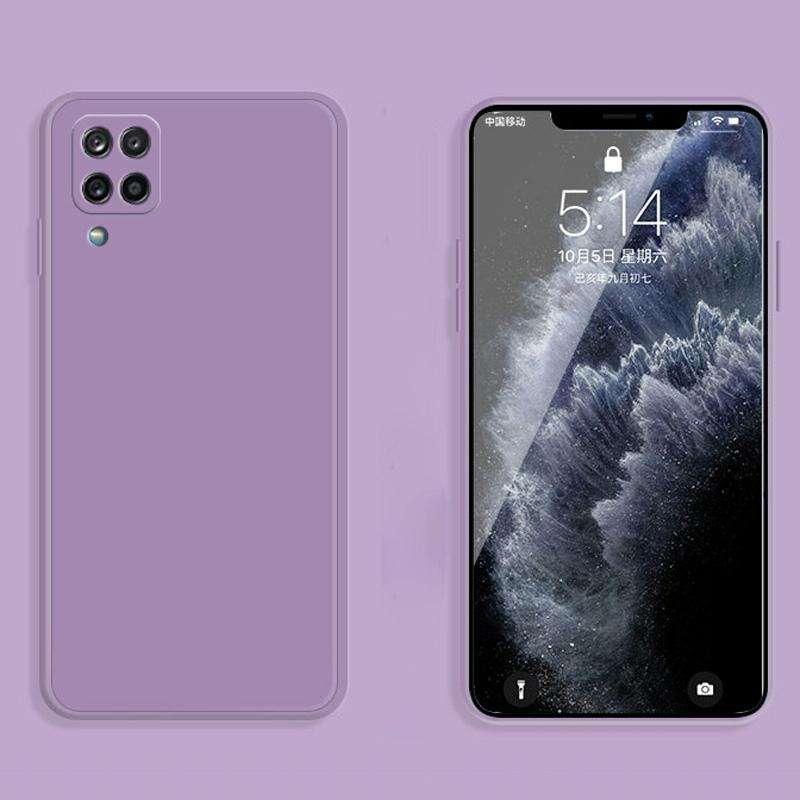 For Samsung Galaxy A12 5G Solid Color Imitation Liquid Silicone Straight Edge Dropproof Full Cove...