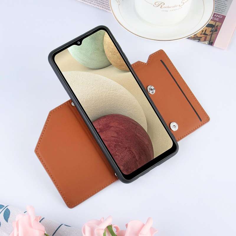 For Samsung Galaxy A12 Skin Feel PU + TPU + PC Back Cover Shockproof Case with Card Slots & Holde...
