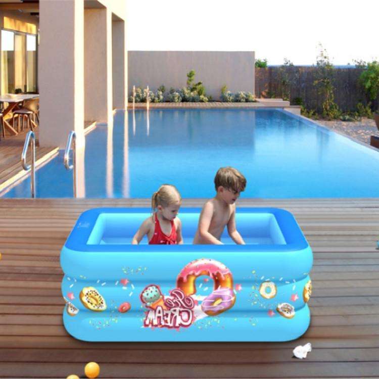 Household Indoor and Outdoor Ice Cream Pattern Children Square Inflatable Swimming Pool, Size:130...