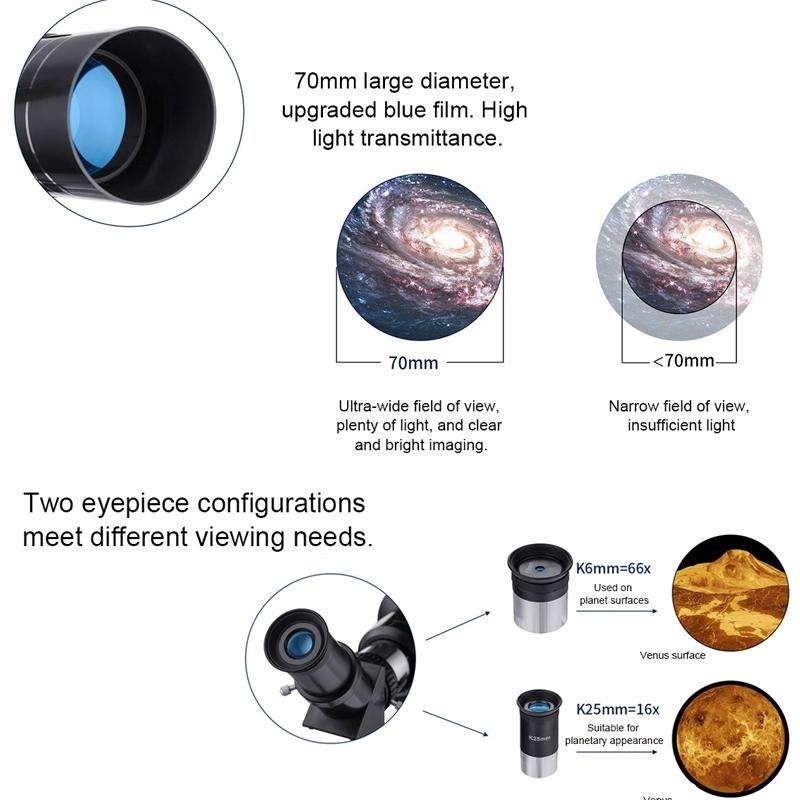 WR852-3 16x/66x70 High Definition High Times Astronomical Telescope with Tripod & Phone Fixing Cl...