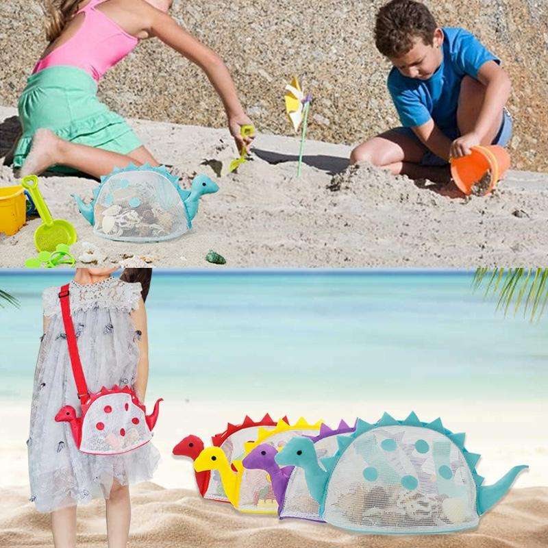 Dinosaur Children Beach Playing Sand Shell Storage Bag(Purple)