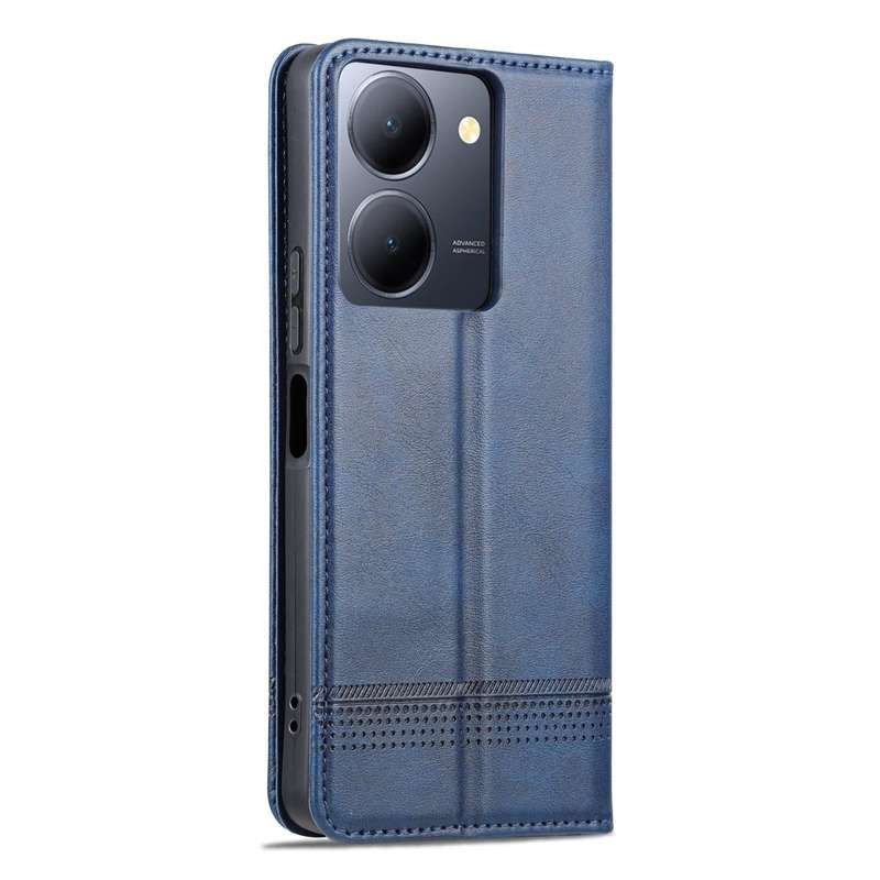 For vivo Y36 Global AZNS Magnetic Calf Texture Leather Phone Case(Dark Blu)