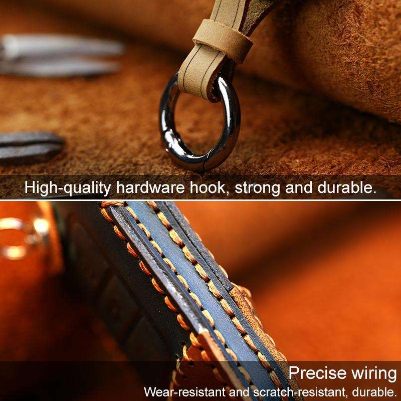 For Volkswagen Car Cowhide Leather Key Protective Cover Key Case, B Version(Blue)