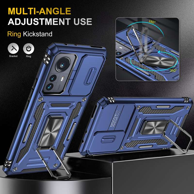For Xiaomi 12 Pro Armor PC + TPU Camera Shield Phone Case(Navy Blue)