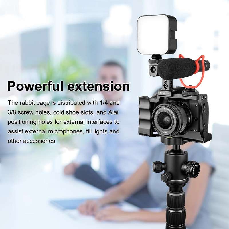 PULUZ Video Camera Cage Stabilizer with Handle for Canon EOS M50(Black)