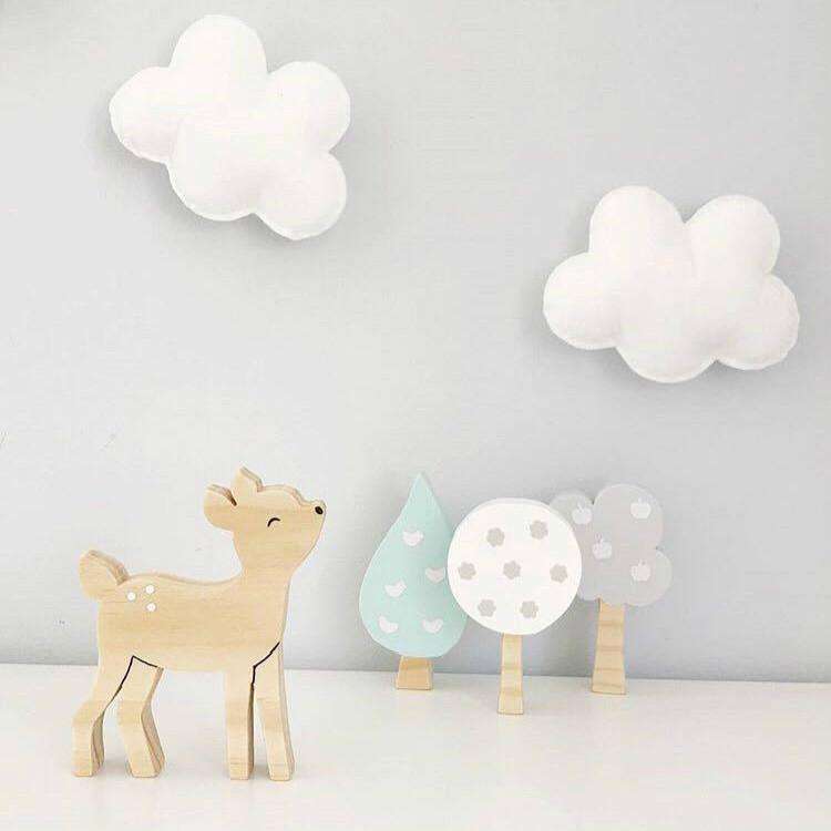 Wooden Tree Three-piece Set of Building Ornaments Photography Props Children Room Decoration(Set 2)