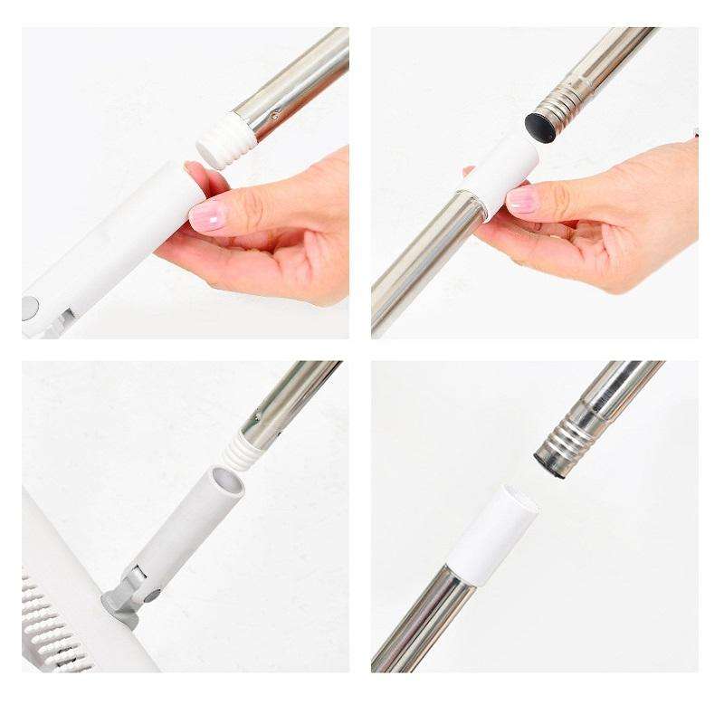 Household Folding Standing Rotatable Broom And Dustpan Set Combination(White)