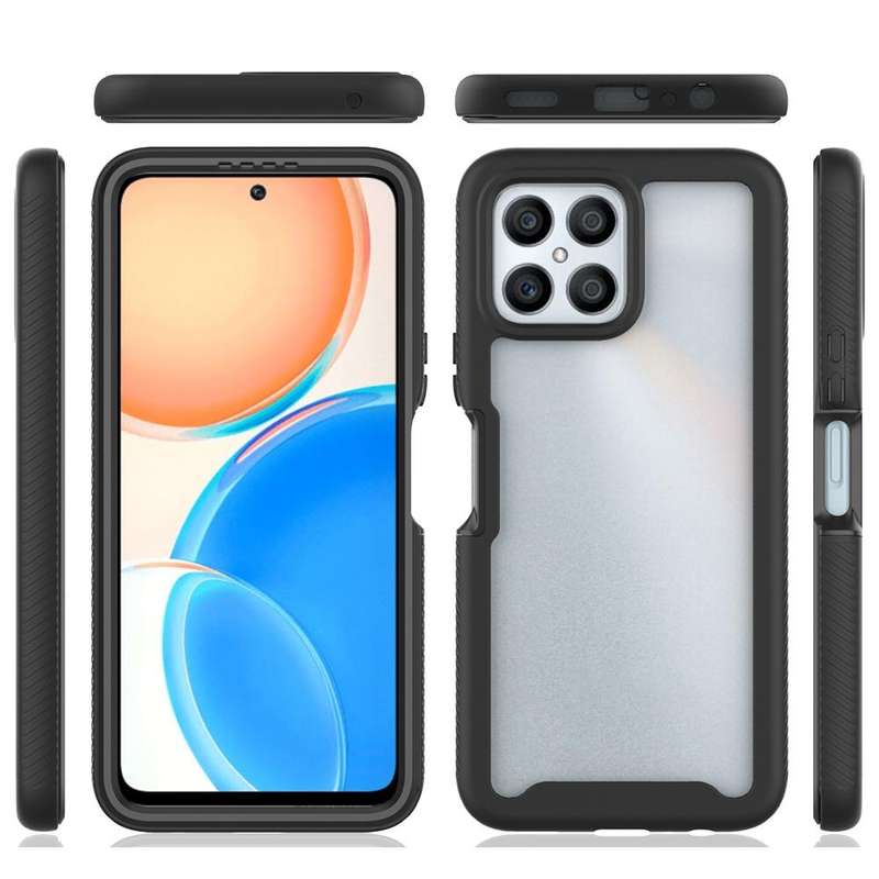 For Honor X8 4G Starry Sky Full Body Hybrid Shockproof Phone Case(Red)