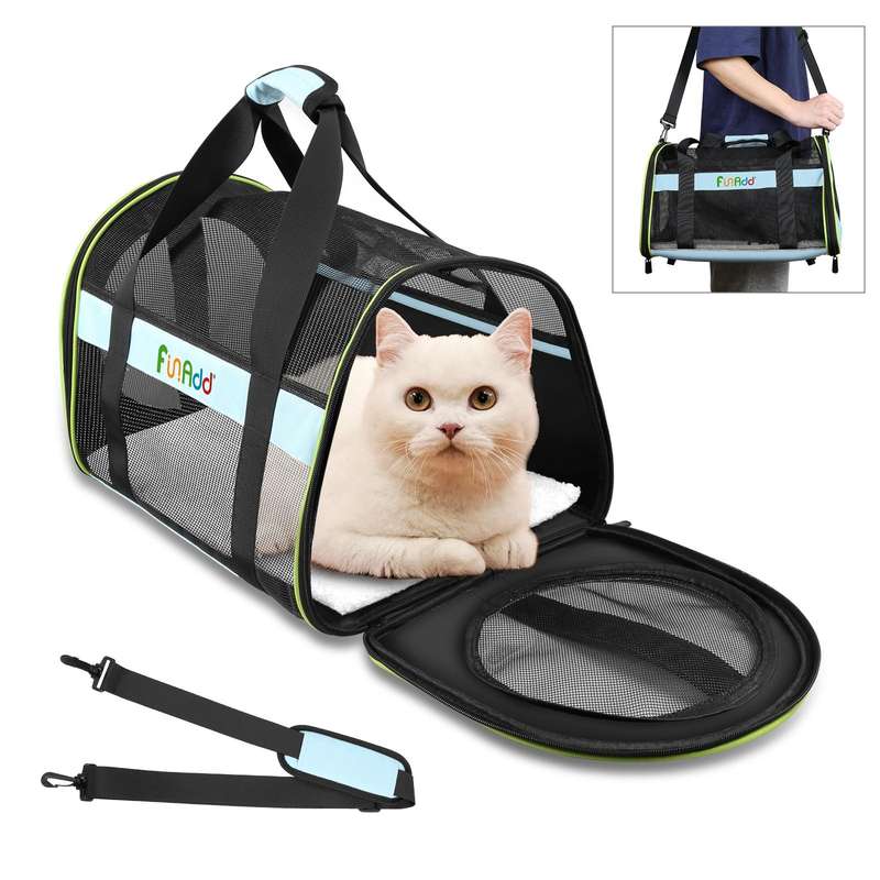 FUNADD Pet Travel Carrier Bag Shoulder Foldable Tote Bag(Blue)