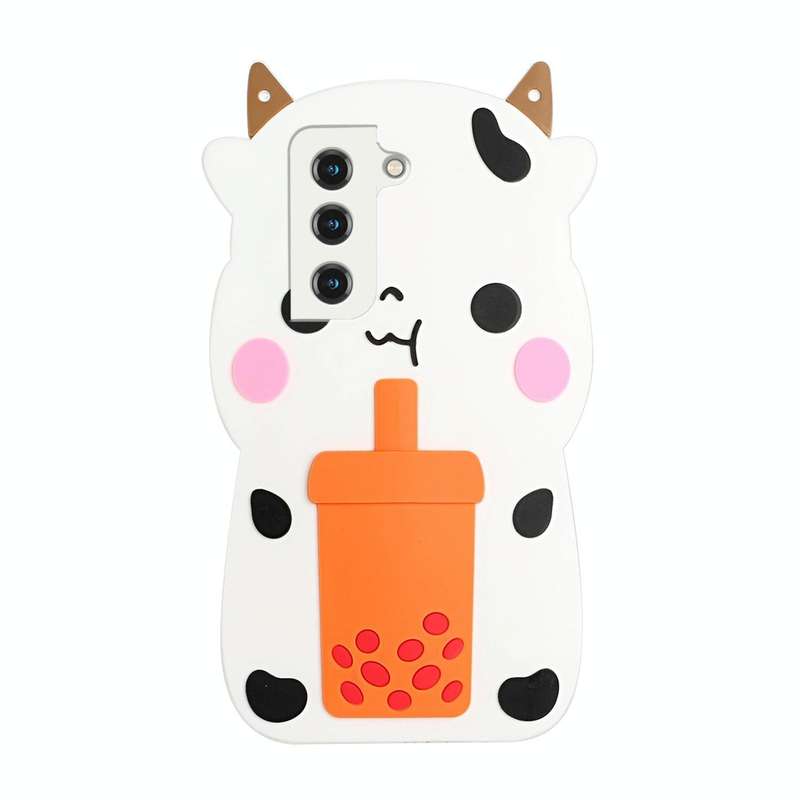 For Samsung Galaxy S22 5G Crossbody Cartoon Silicone Phone Case(Cow)