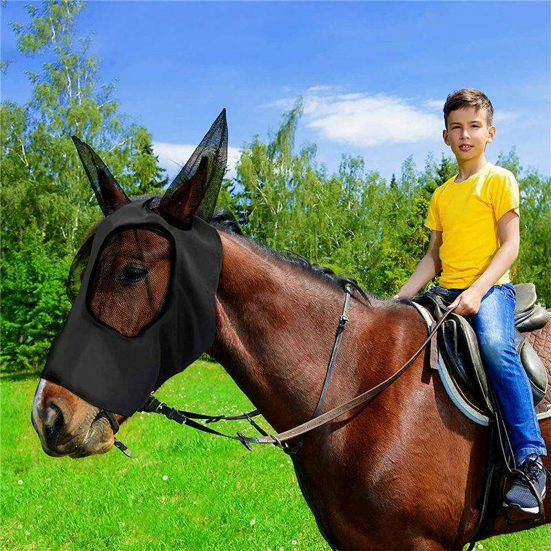 MMZ-001 Breathable Horse Mask Mosquito Insect And Fly Mask Equestrian Supplies(Purple)