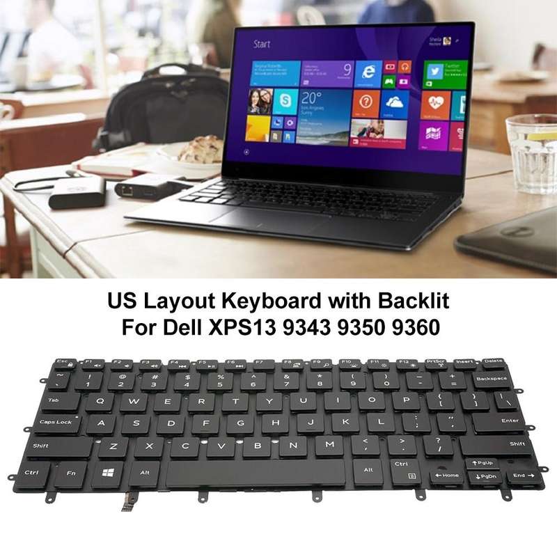 For Dell XPS 13 9343 13 9350 9360 US Version Backlight Laptop Keyboard(Black)
