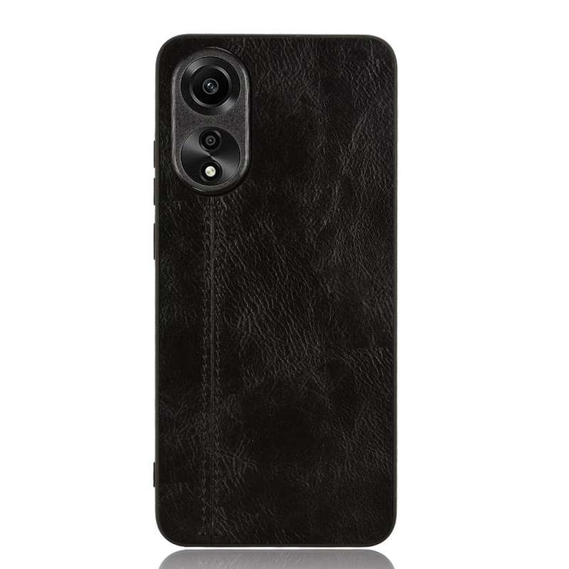 For OPPO A78 4G Cow Pattern Sewing Back Cover Phone Case(Black)