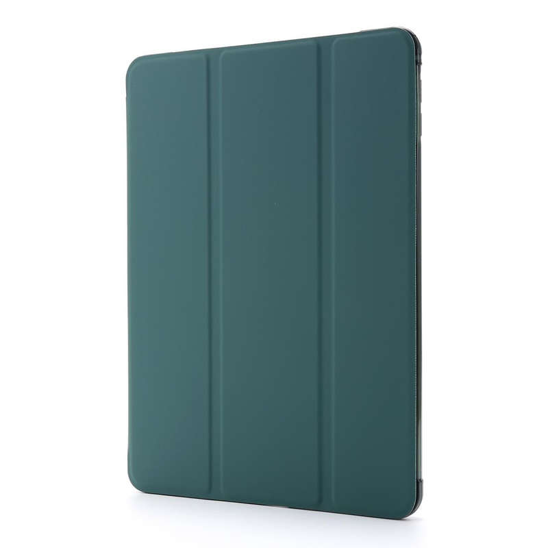 For iPad Mini 4 Airbag Horizontal Flip Leather Case with Three-fold Holder (Dark Green)
