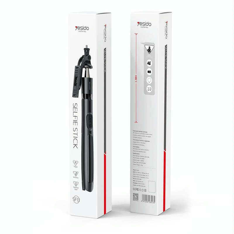 Yesido SF13 Retractable Extended Bluetooth Tripod Phone Live Streaming Selfie Stand(Black)