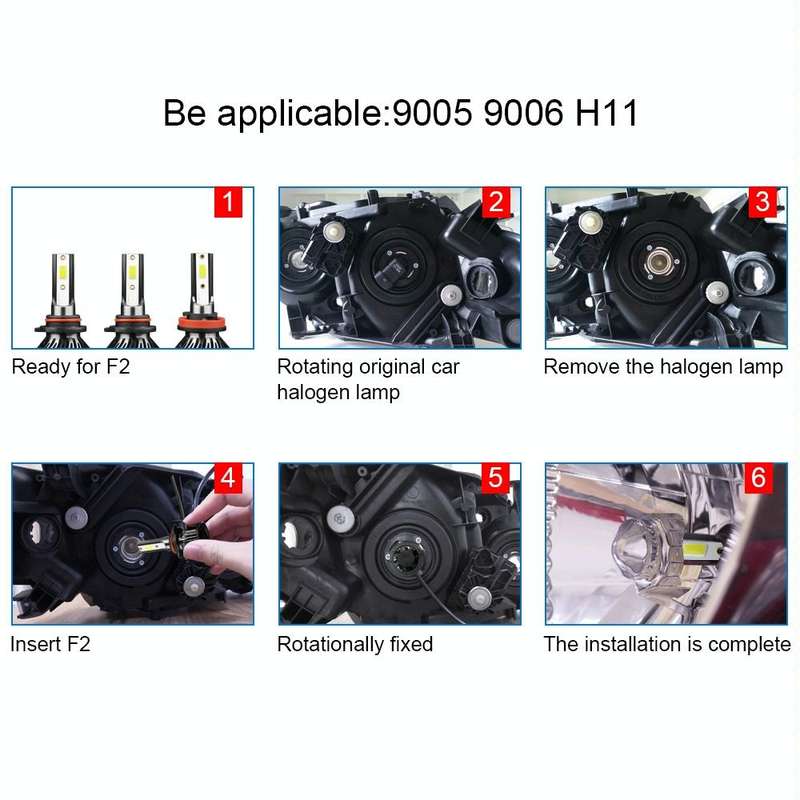 F2 H8 / H9 / H11 2 PCS DC9-36V / 25W / 6000K / 2500LM IP68 Waterproof Car LED Headlight(Cold Whit...