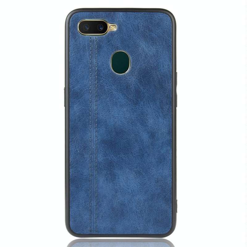 For Oppo A12 Shockproof Sewing Cow Pattern Skin PC + PU + TPU Case(Blue)