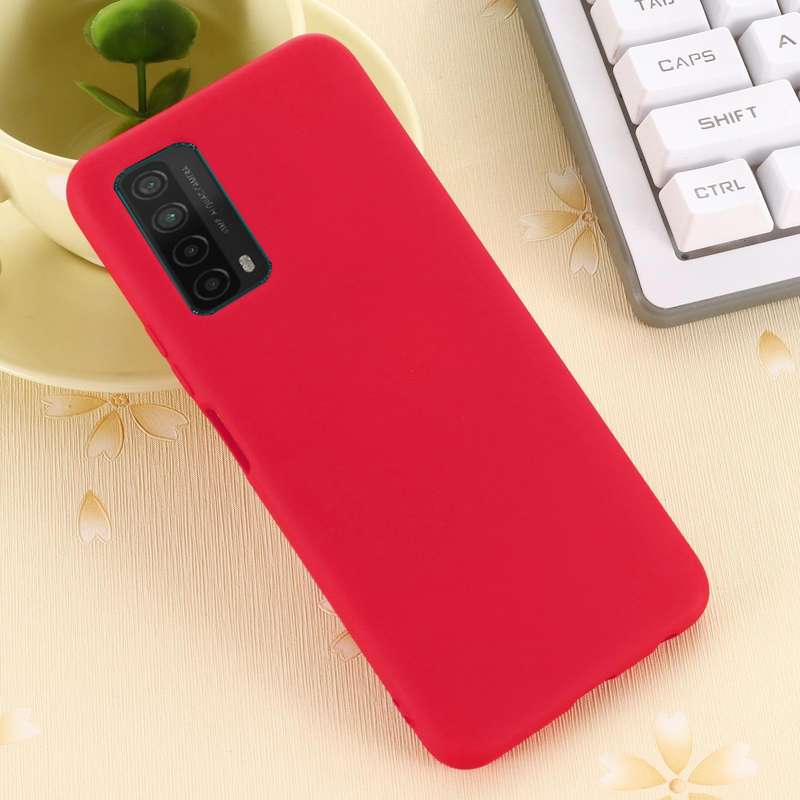 For Huawei P smart 2021 Pure Color Liquid Silicone Shockproof Full Coverage Case(Red)