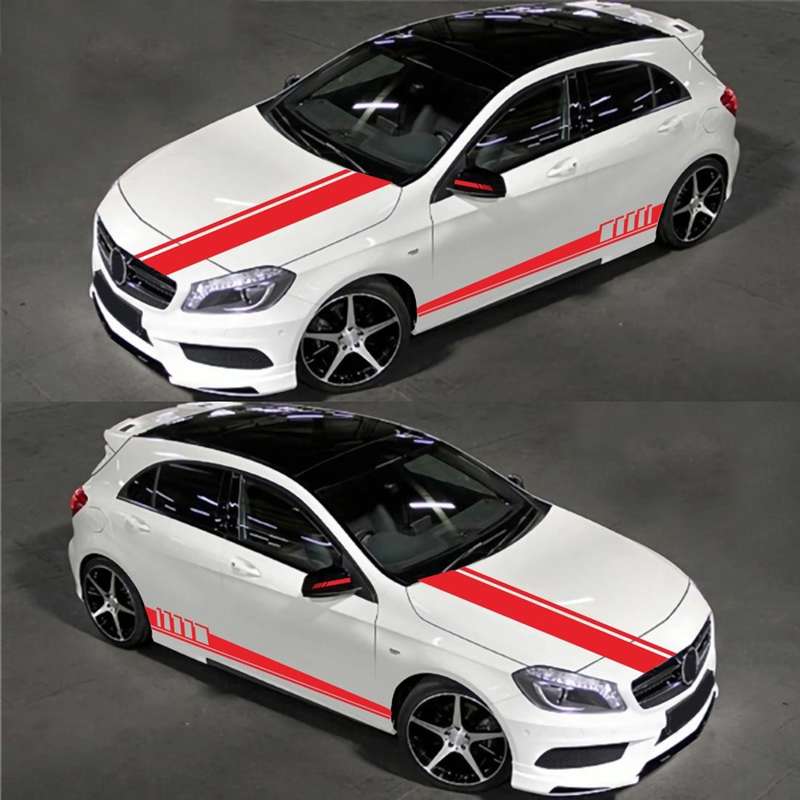 5 in 1 Car Styling Stripe Hood PVC Sticker Auto Decorative Sticker (Red)