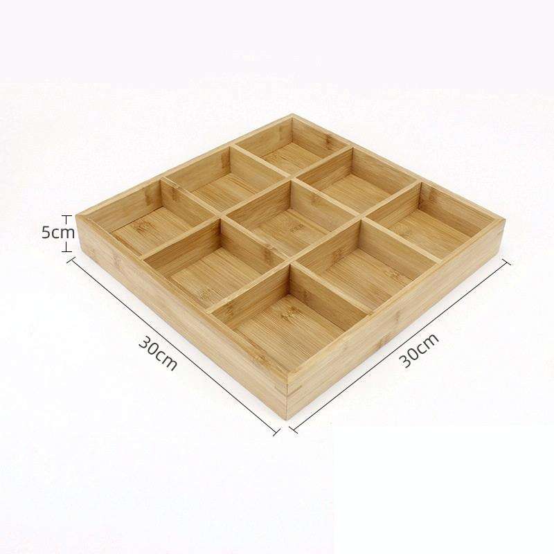 Hot Pot Bamboo Plate Compartmental Platter Vegetable Wood Tray Set Small Nine Grid Plate
